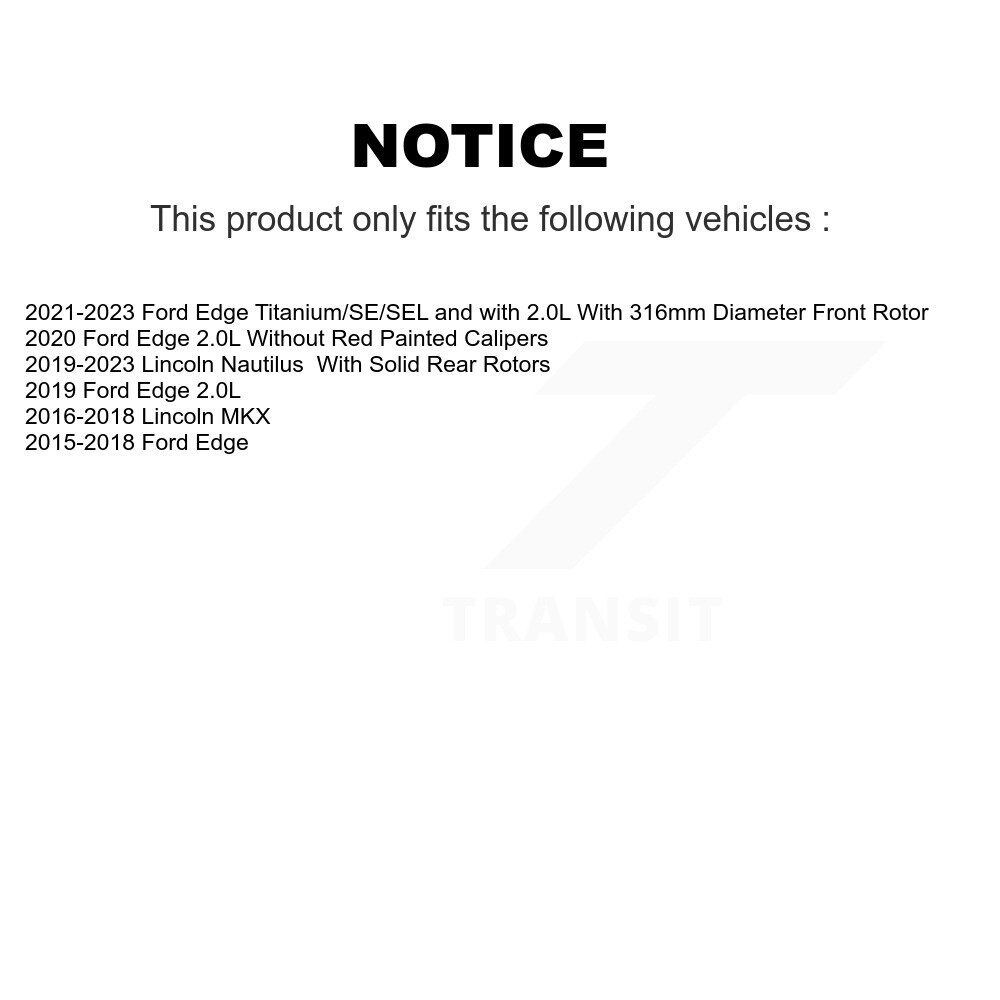 Front Rear Ceramic Brake Pads Kit For Ford Edge Lincoln Nautilus MKX KCX-100307 - Image 2