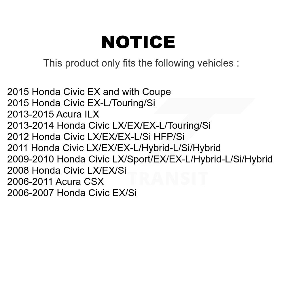 Rear Coated Drilled Slotted Disc Brake Rotors Pair For Honda Civic Acura CSX ILX KD-100153 - Image 2