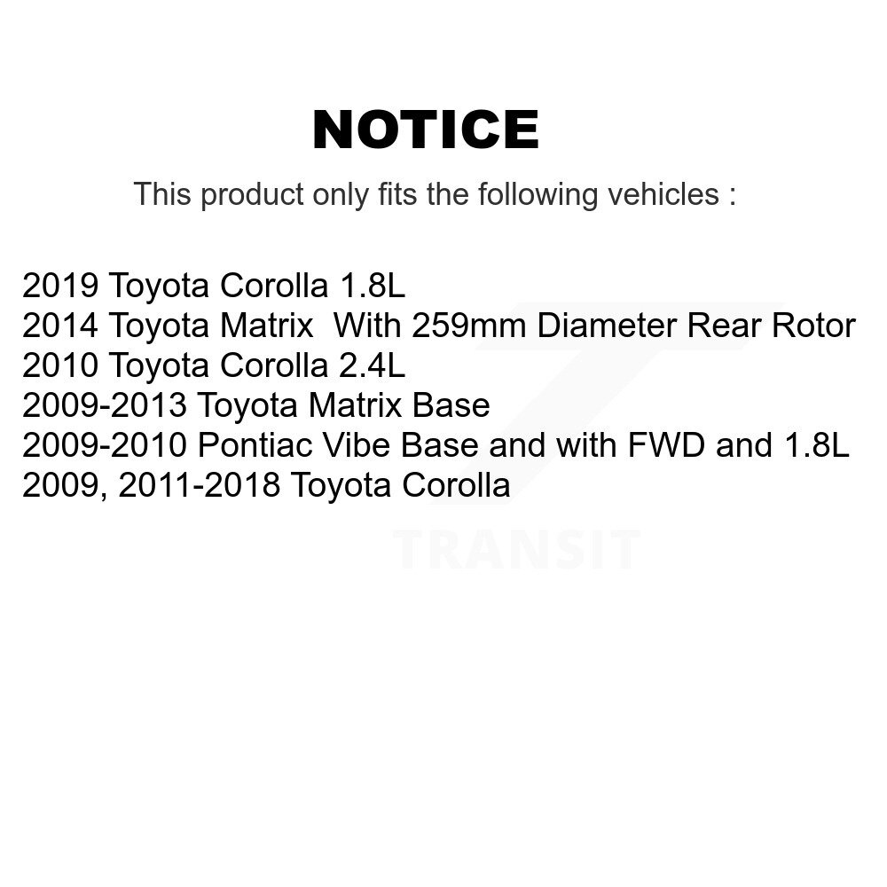 Front Rear Coated Drilled Slot Disc Brake Rotor Kit For Toyota Corolla Matrix Pontiac Vibe KD-100306 - Image 2