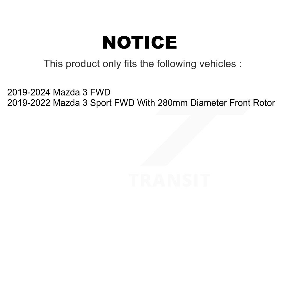 Front Coated Drilled Slotted Disc Brake Rotors Pair For Mazda 3 Sport FWD KD-100705 - Image 2