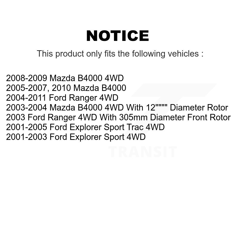Front Coated Disc Brake Rotors Pair For Ford Ranger Mazda B4000 Explorer Sport Trac KG-100075 - Image 2