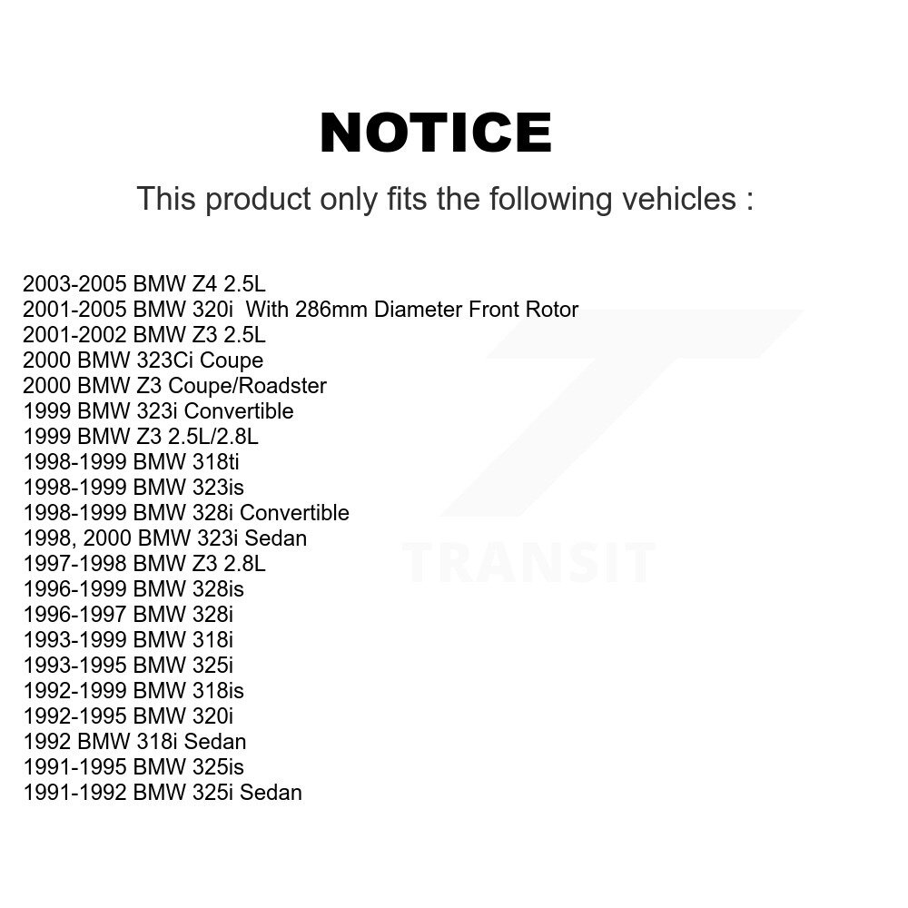 Front Coat Brake Rotor Pair For BMW Z3 Z4 320i 328i 323i 325i 318i 323Ci 328is 318is 325is KG-100166 - Image 2