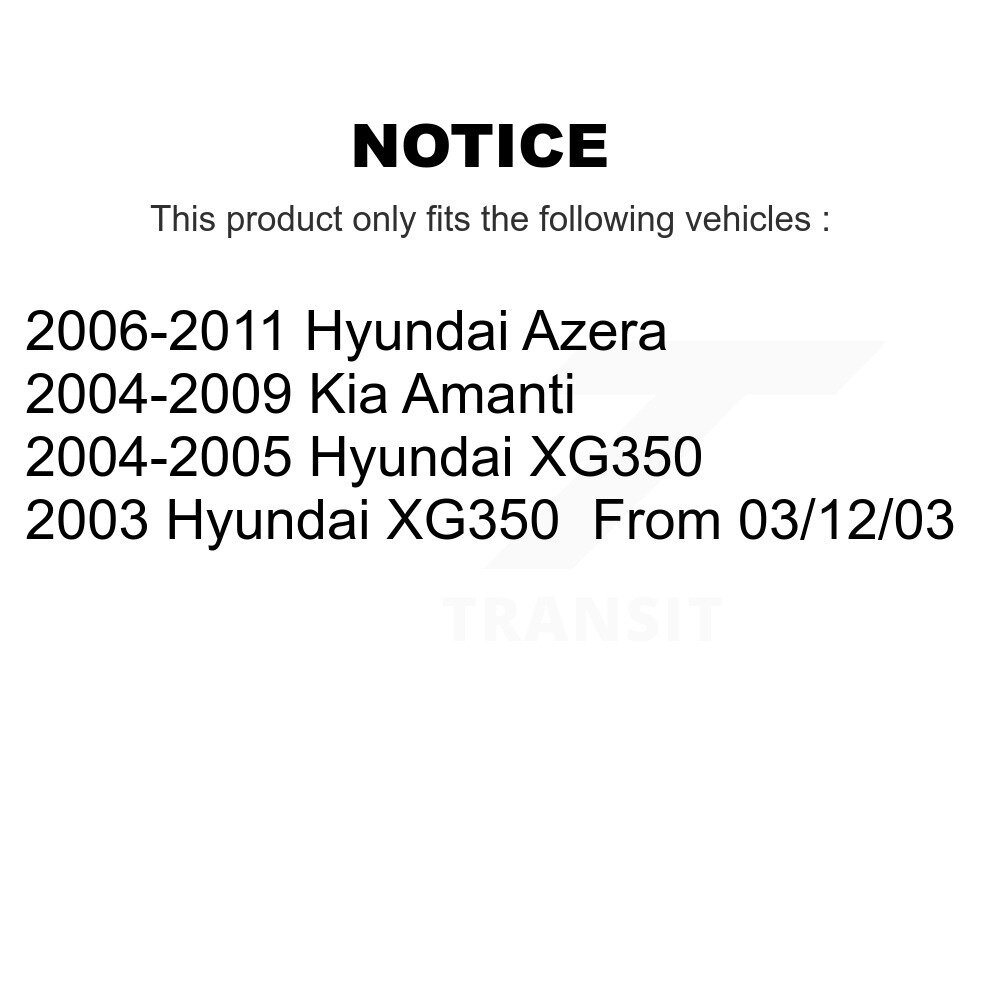 Front Coated Disc Brake Rotors Pair For Hyundai Azera Kia Amanti XG350 KG-100213 - Image 2