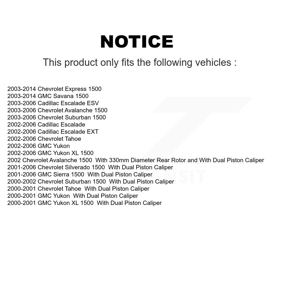 Rear Coat Brake Rotor Pair For Chevrolet GMC Silverado 1500 Sierra Avalanche Express Yukon KG-100386 - Image 2