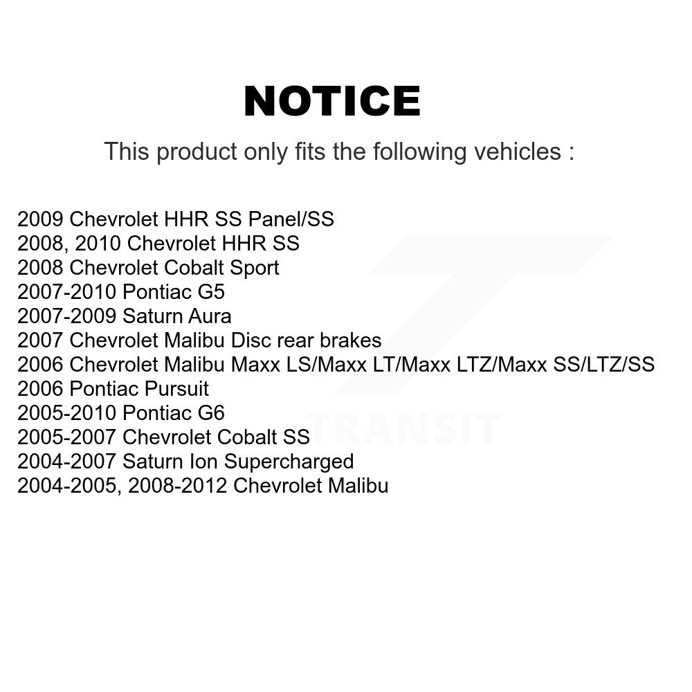 Rear Coated Brake Rotor Pair For Chevrolet Malibu Pontiac Cobalt G5 G6 Saturn Ion HHR Aura KG-100392 - Image 2