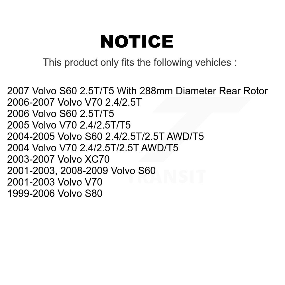 Rear Coated Disc Brake Rotors Pair For Volvo S60 XC70 V70 S80 KG-100515 - Image 2