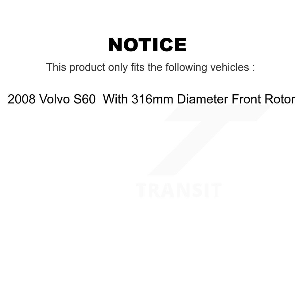 Front Rear Coated Disc Brake Rotors Kit For 2008 Volvo S60 With 316mm Diameter Rotor KG-100954 - Image 2