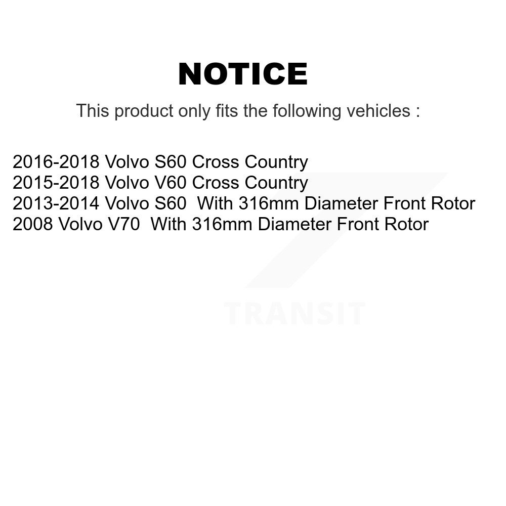 Front Rear Coated Disc Brake Rotors Kit For Volvo S60 V60 Cross Country V70 KG-101088 - Image 2