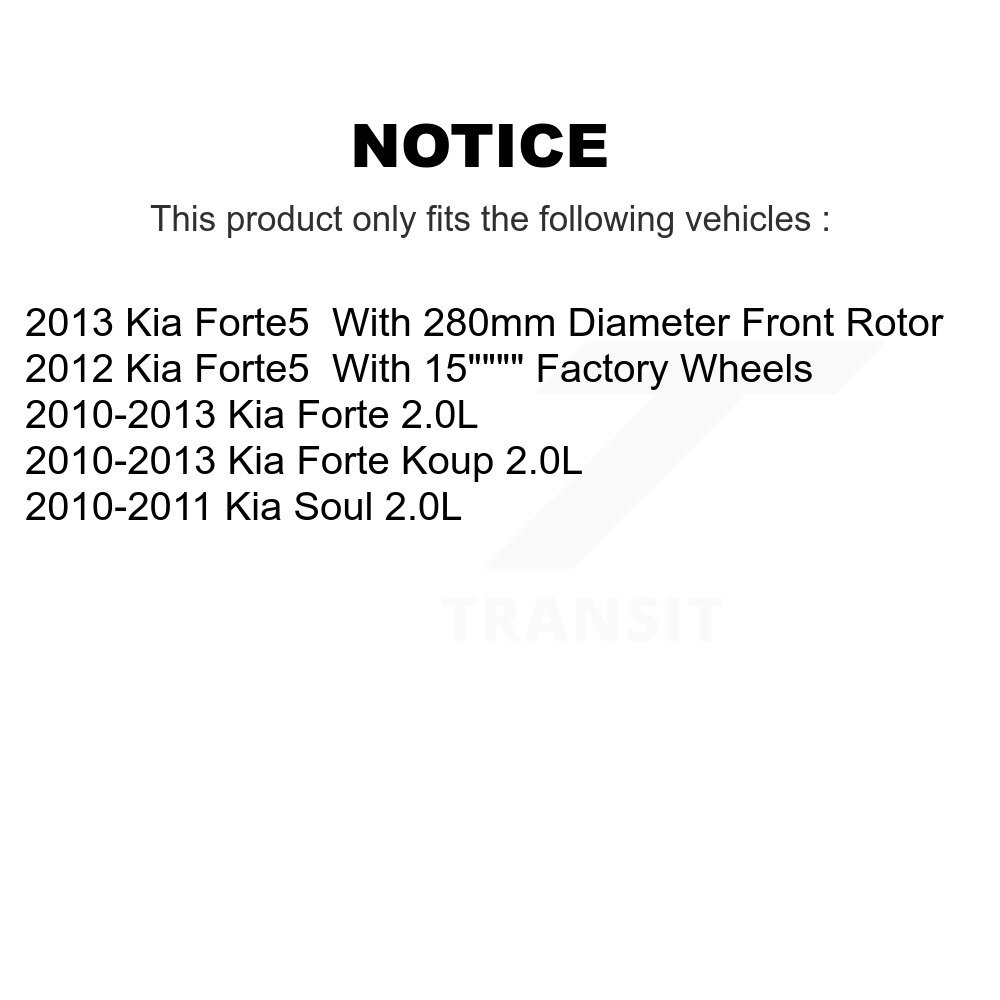 Front Rear Coated Disc Brake Rotors Kit For Kia Forte Soul Koup Forte5 KG-101121 - Image 2