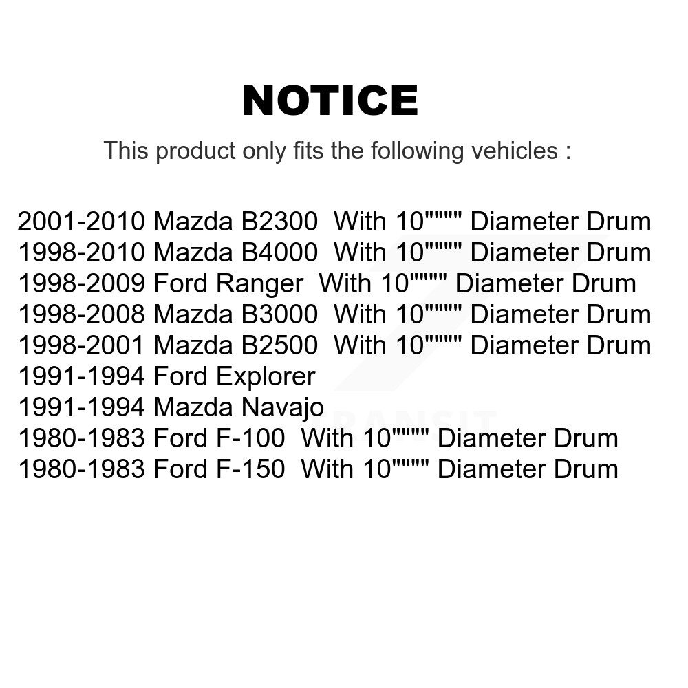 Rear Coated Brake Drums Pair For Ford Ranger Mazda B4000 B3000 B2300 F-150 Explorer F-100 KG-101399 - Image 2