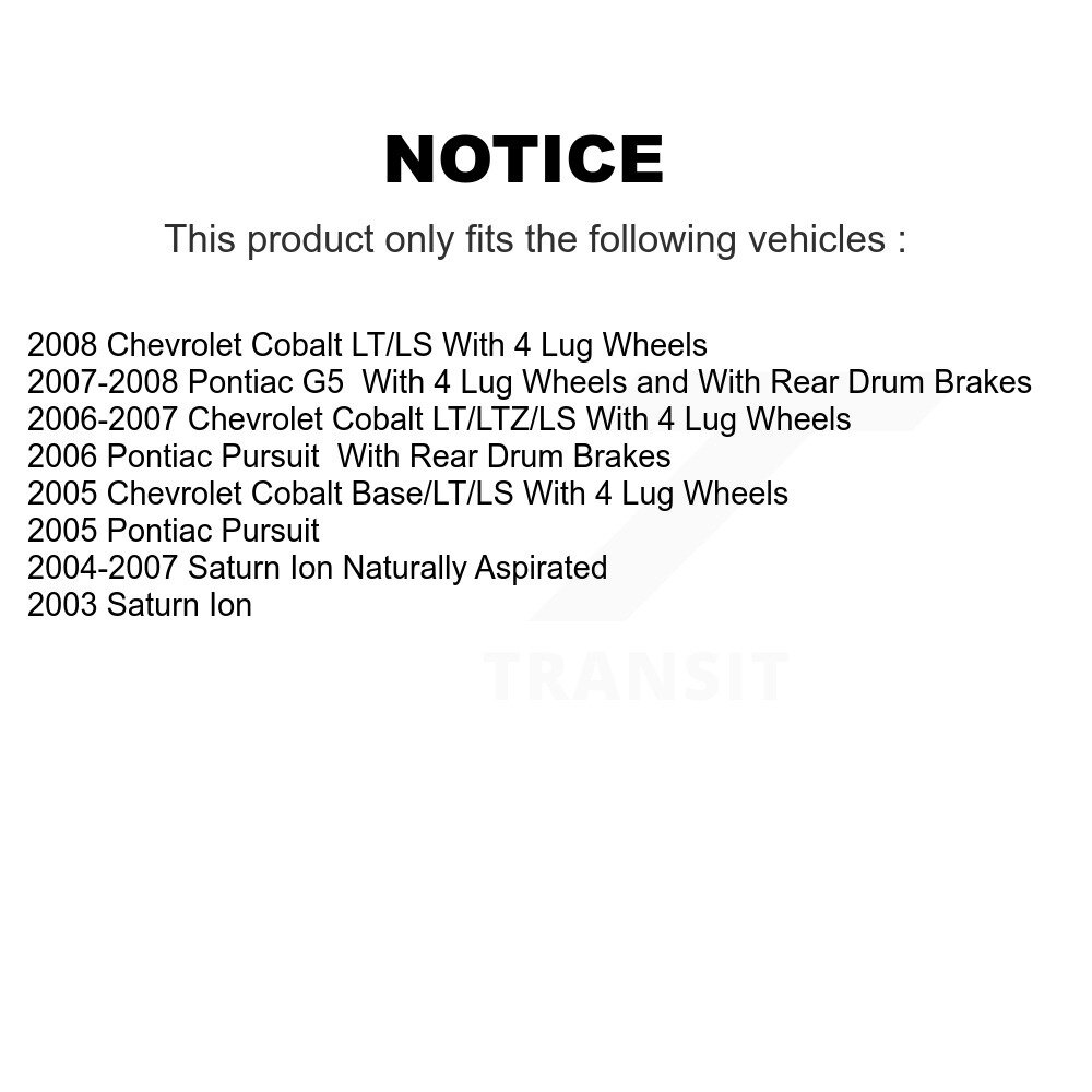 Front Rear Disc Brake Rotors Drums Kit For Chevrolet Cobalt Pontiac Saturn Ion G5 Pursuit KG-101443 - Image 2