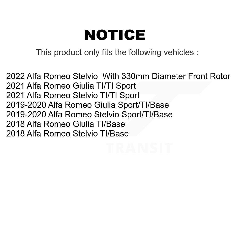 Front Coated Disc Brake Rotors Pair For Alfa Romeo Stelvio Giulia KG-101606 - Image 2