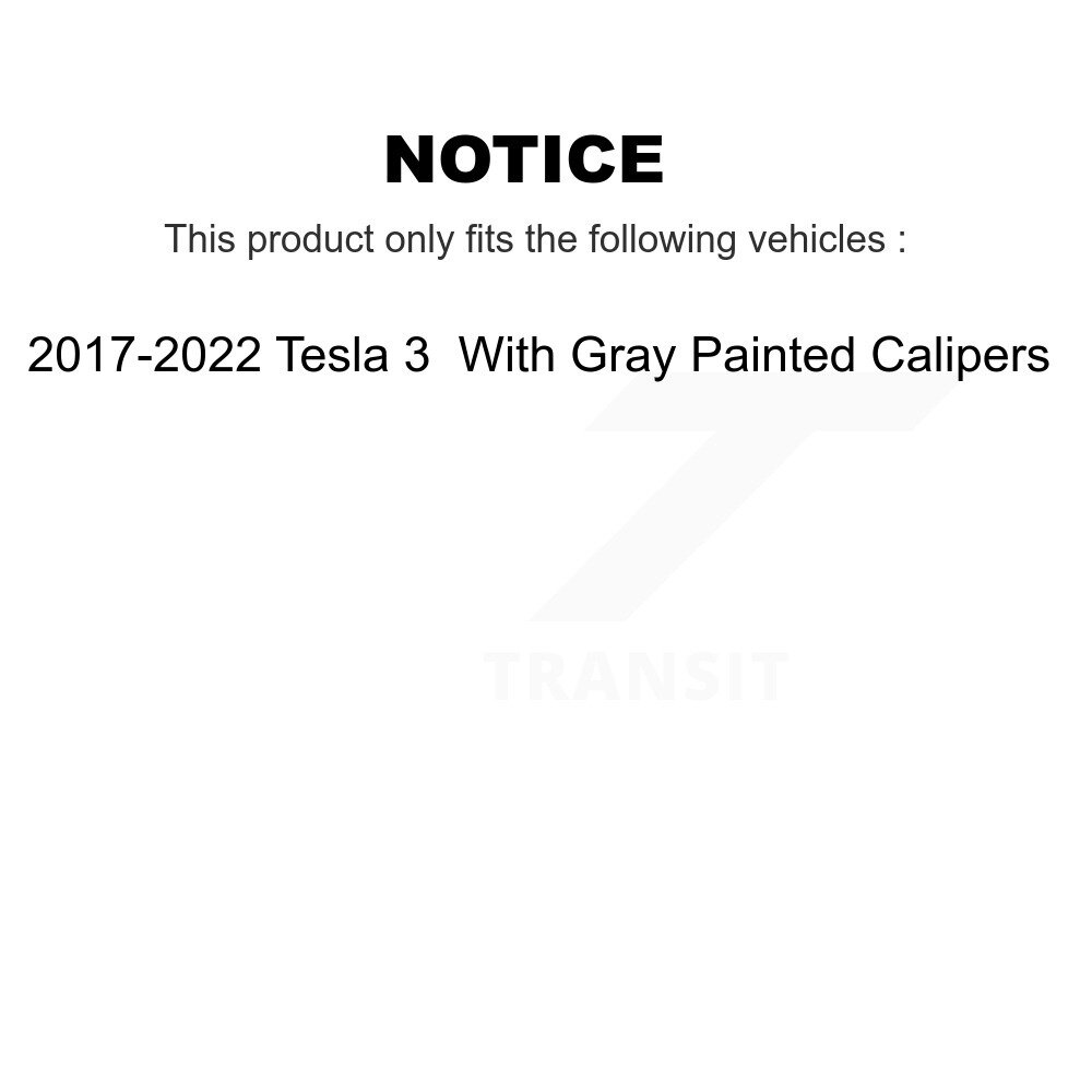 Rear Coated Disc Brake Rotors Pair For 2017-2022 Tesla 3 With Gray Painted Calipers KG-101730 - Image 2