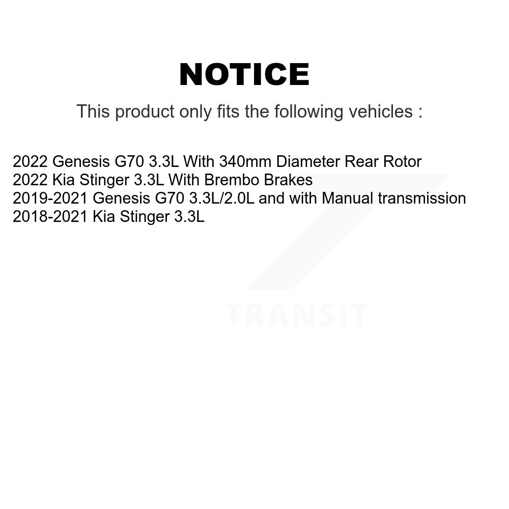 Front Rear Coated Disc Brake Rotors Kit For Kia Stinger Genesis G70 KG-101908 - Image 2