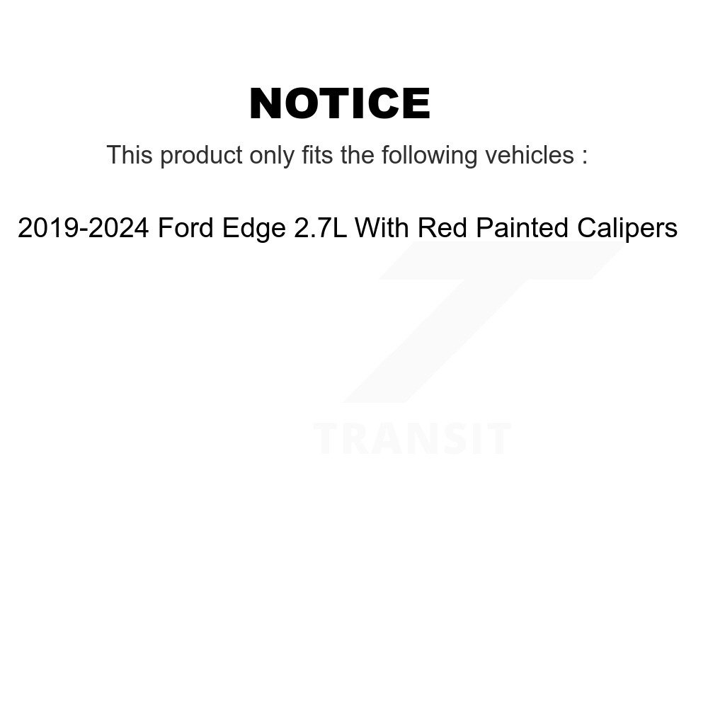 Front Coated Disc Brake Rotors Pair For 2019-2024 Ford Edge 2.7L With Red Painted Calipers KG-101975 - Image 2