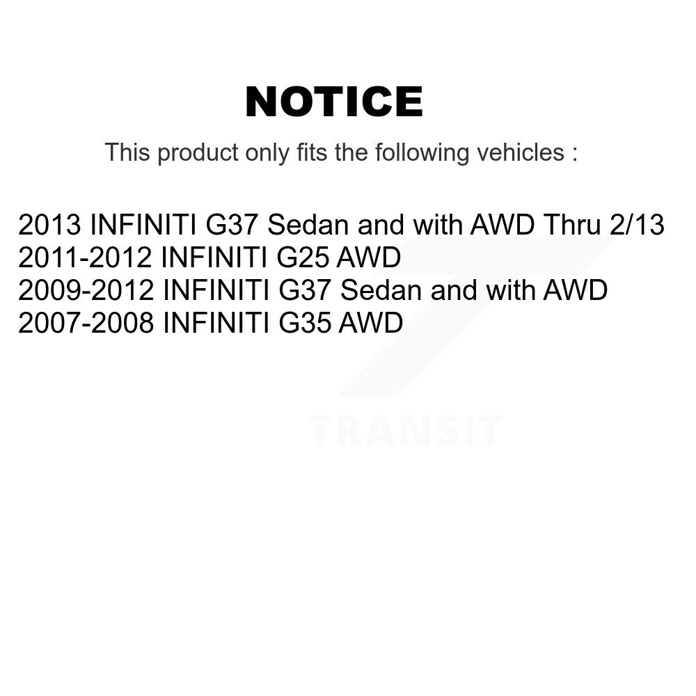 Front Left CV Axle Drive Shaft And Hub Bearing Assembly Kit For INFINITI G37 G35 G25 KN7-100034 - Image 2