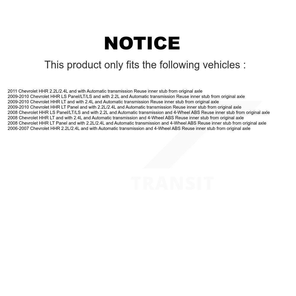 Front Left CV Axle Drive Shaft And Complete Hub Bearing Assembly Kit For Chevrolet HHR KN7-100098 - Image 2