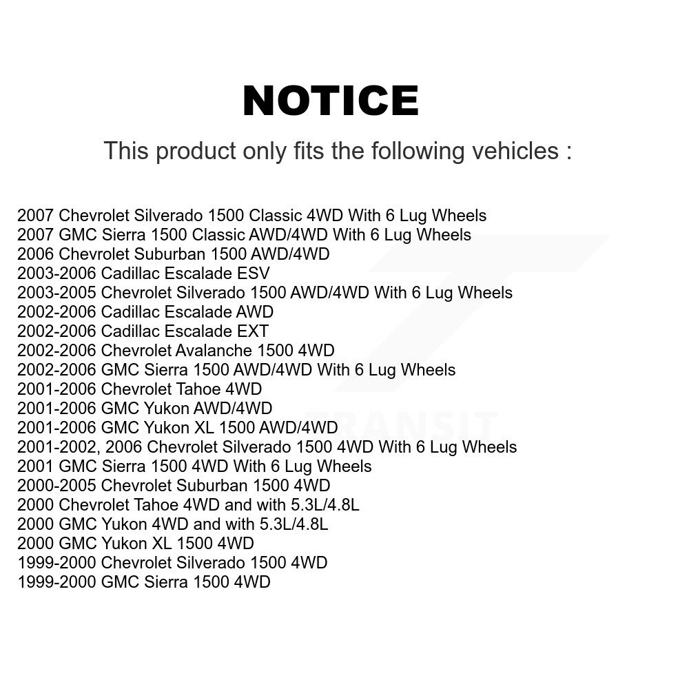 Front Left CV Axle Shaft Bearing Kit For Chevrolet GMC Silverado 1500 Sierra Avalanche XL KN7-100131 - Image 2