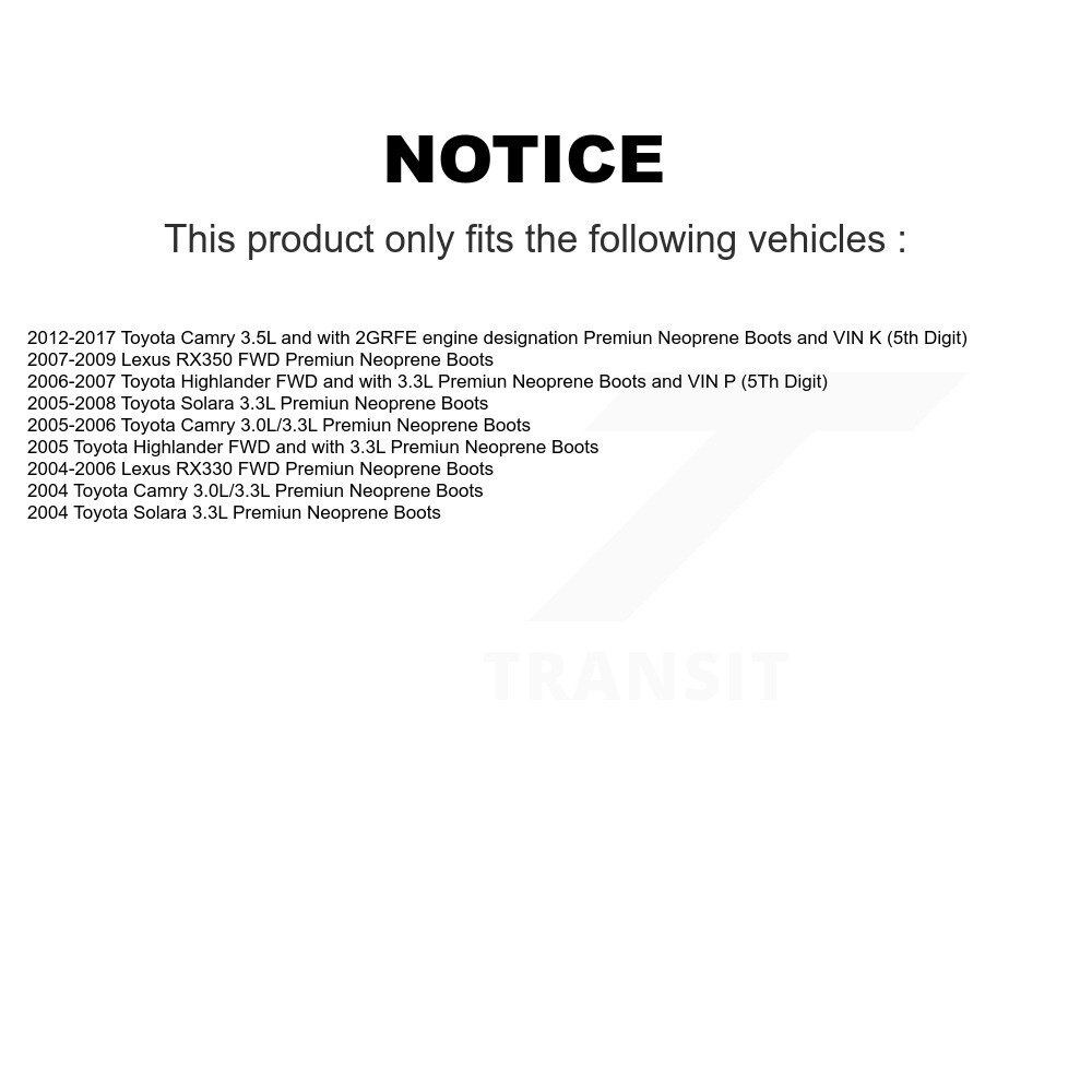 Front Left CV Axle And Bearing Kit For Toyota Camry Lexus RX350 RX330 Highlander Solara KN7-100155 - Image 2