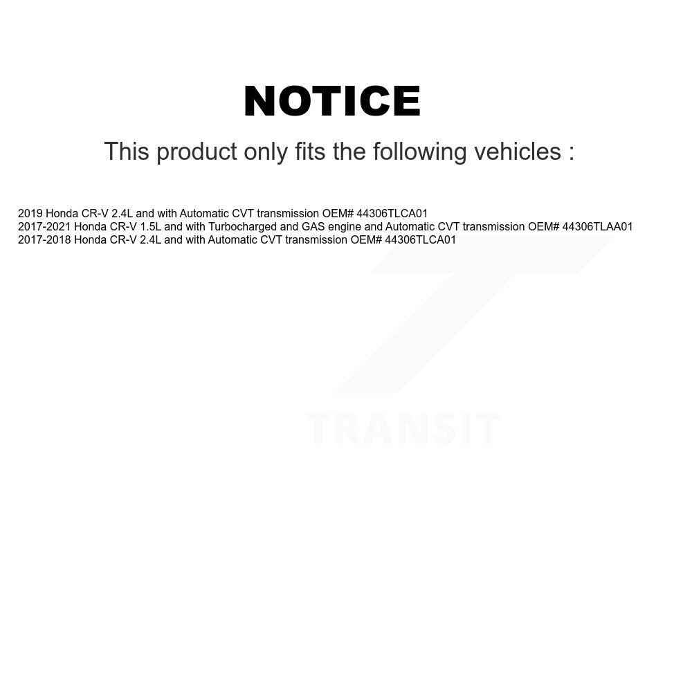 Front Left CV Axle Drive Shaft Complete Assembly And Wheel Bearing Kit For Honda CR-V KN7-100212 - Image 2