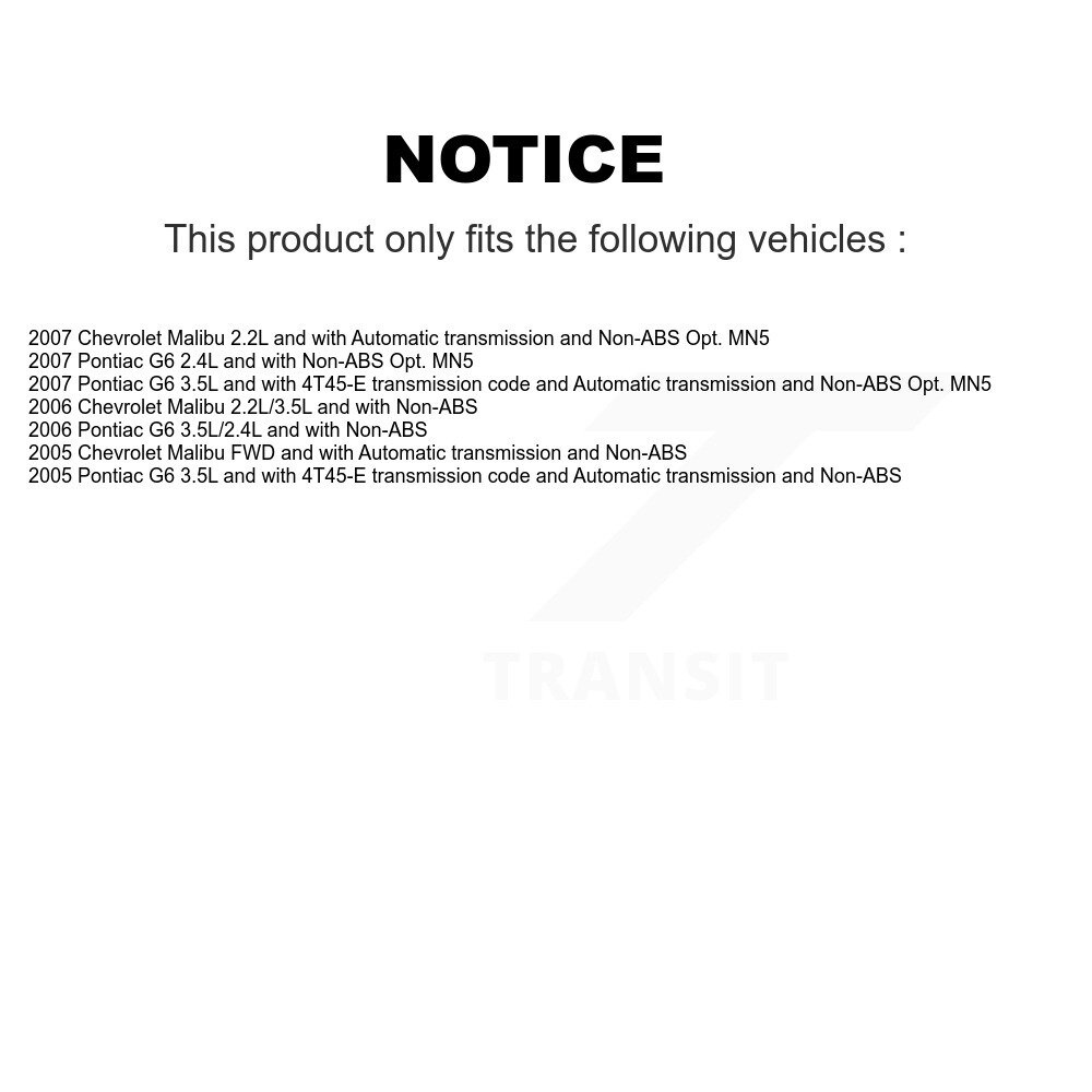 Front Right CV Axle Drive Shaft And Wheel Hub Bearing Kit For Chevrolet Malibu Pontiac G6 KN7-100233 - Image 2