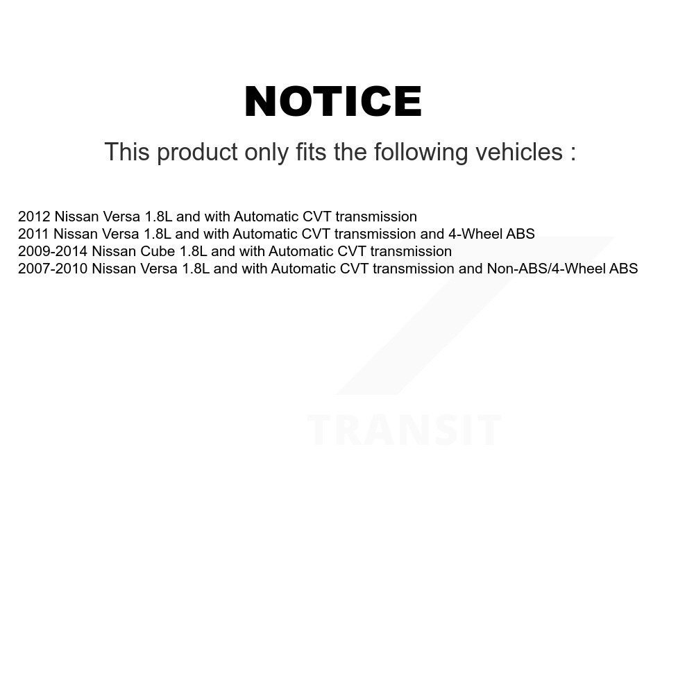 Front Right CV Axle Drive Shaft And Wheel Hub Bearing Assembly Kit For Nissan Versa Cube KN7-100249 - Image 2