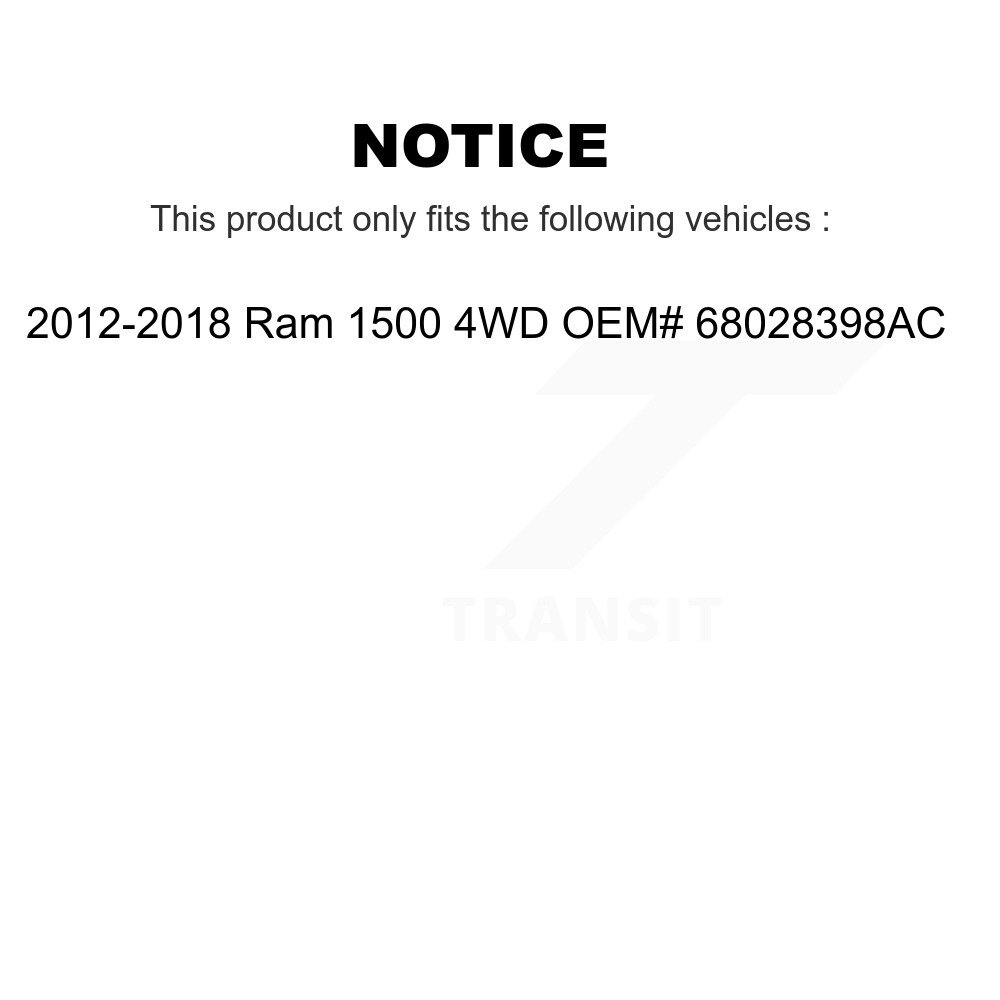 Front Right CV Axle Drive Shaft And Hub Bearing Assembly Kit For 2012-2018 Ram 1500 4WD KN7-100267 - Image 2