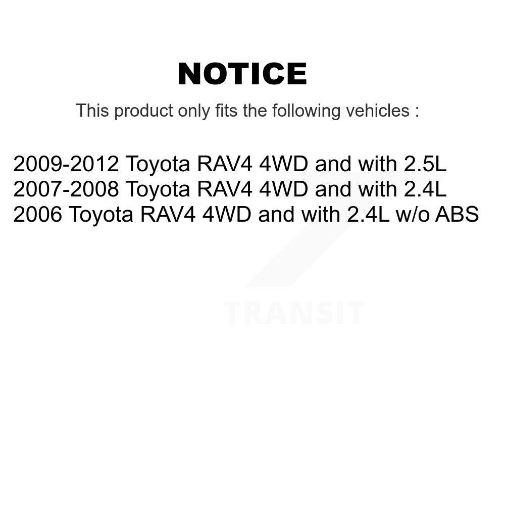 Front Rear CV Axle Drive Shaft And Wheel Hub Bearing Assembly Kit (8Pc) For Toyota RAV4 KN7-100497 - Image 2