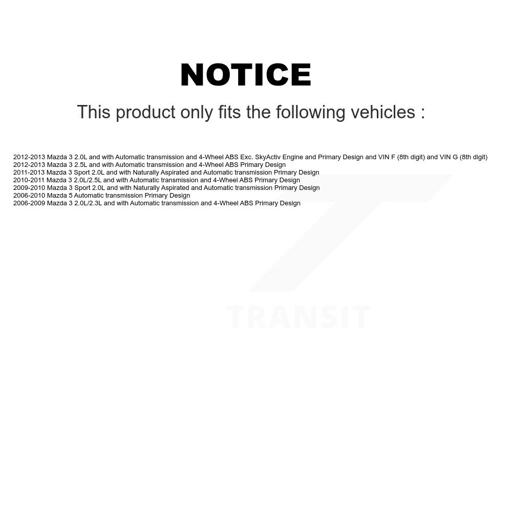 Front Right CV Axle Drive Shaft Complete Assembly And Bearing Kit For Mazda 3 5 Sport KN7-100603 - Image 2