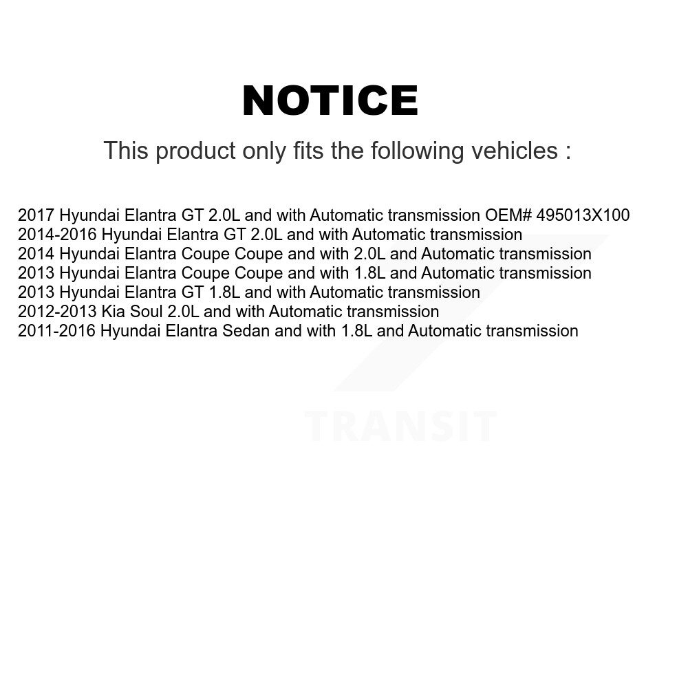Front Right CV Axle Drive Shaft And Bearing Kit For Hyundai Elantra GT Kia Soul Coupe KN7-100621 - Image 2
