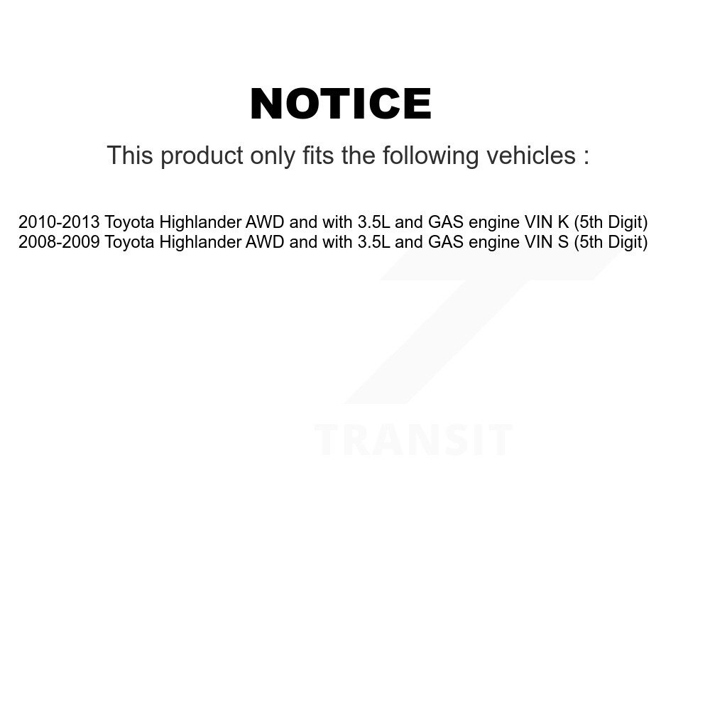 Front Right CV Axle Drive And Bearing Kit For Toyota Highlander AWD with 3.5L GAS engine KN7-100639 - Image 2