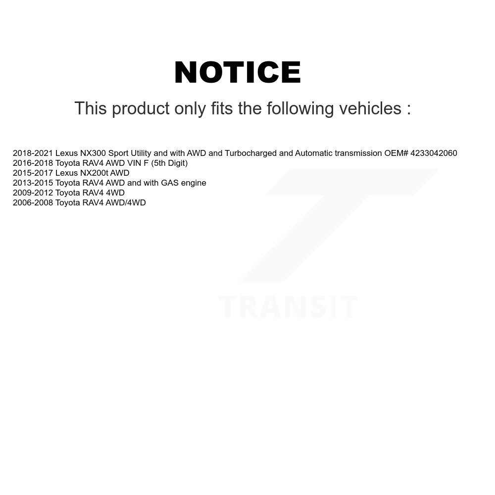 Rear Left CV Axle Drive Shaft And Hub Bearing Kit For Toyota RAV4 Lexus NX300 NX200t KN7-100701 - Image 2