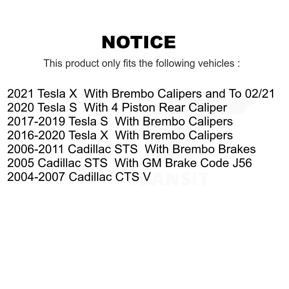 Front Rear Semi-Metallic Disc Brake Pads Kit For Tesla X Cadillac CTS S STS KNF-100549 - Image 2