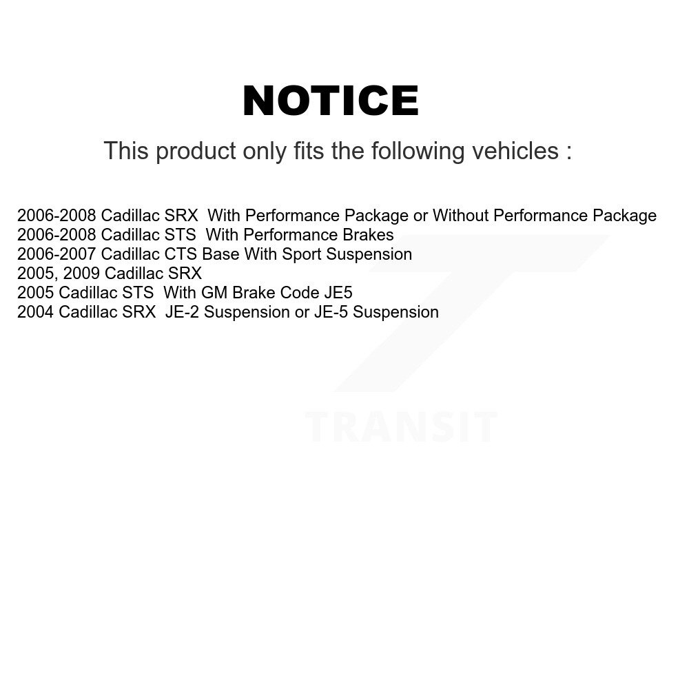 Front Rear Semi-Metallic Disc Brake Pads Kit For Cadillac CTS SRX STS KNF-100550 - Image 2