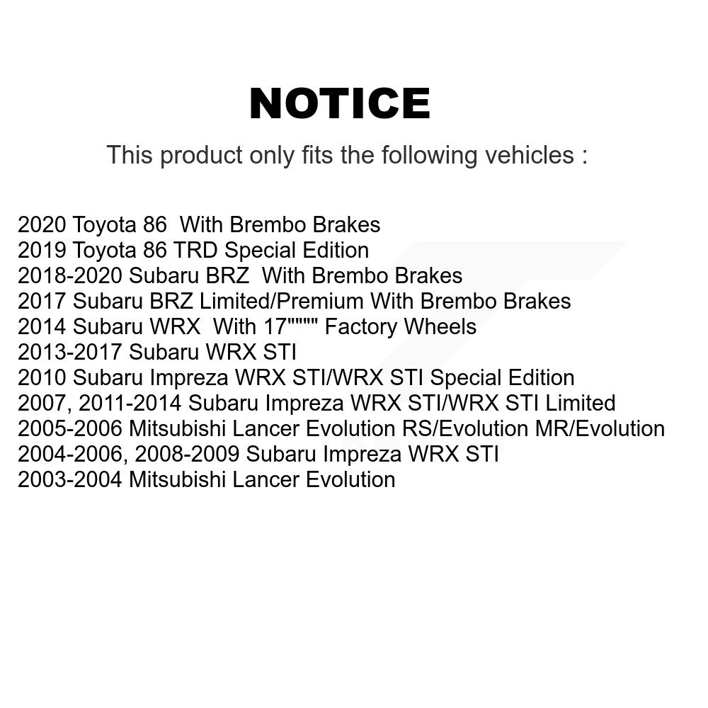 Front Rear Semi-Metallic Disc Brake Pads Kit For Subaru Impreza Mitsubishi Lancer WRX STI KNF-100608 - Image 2