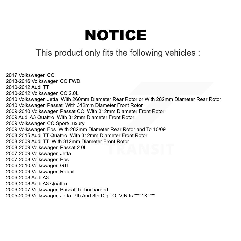 Front Semi-Metallic Rear Ceramic Disc Brake Pads Kit For Volkswagen Jetta Rabbit Passat KNF-100719 - Image 2