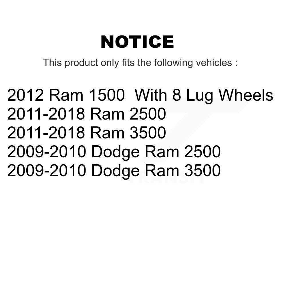 Front Rear Semi-Metallic Disc Brake Pads Kit For Ram 3500 2500 1500 Dodge KNF-100948 - Image 2