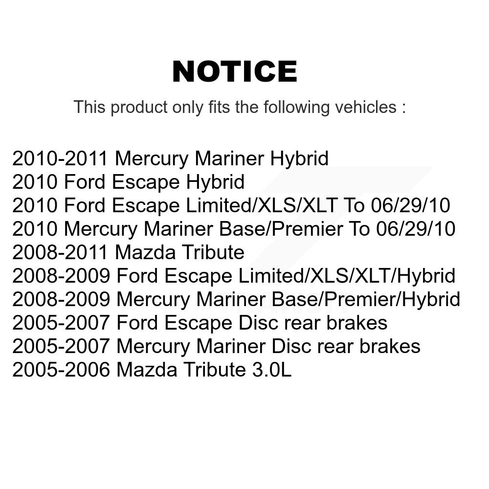 Front Rear Semi-Metallic Disc Brake Pads Kit For Ford Escape Mazda Tribute Mercury KNF-101056 - Image 2