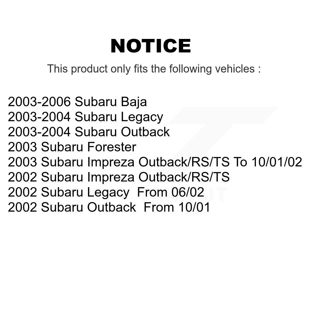 Front Ceramic Rear Semi-Metallic Disc Brake Pads Kit For Subaru Impreza Outback Legacy KNF-101243 - Image 2