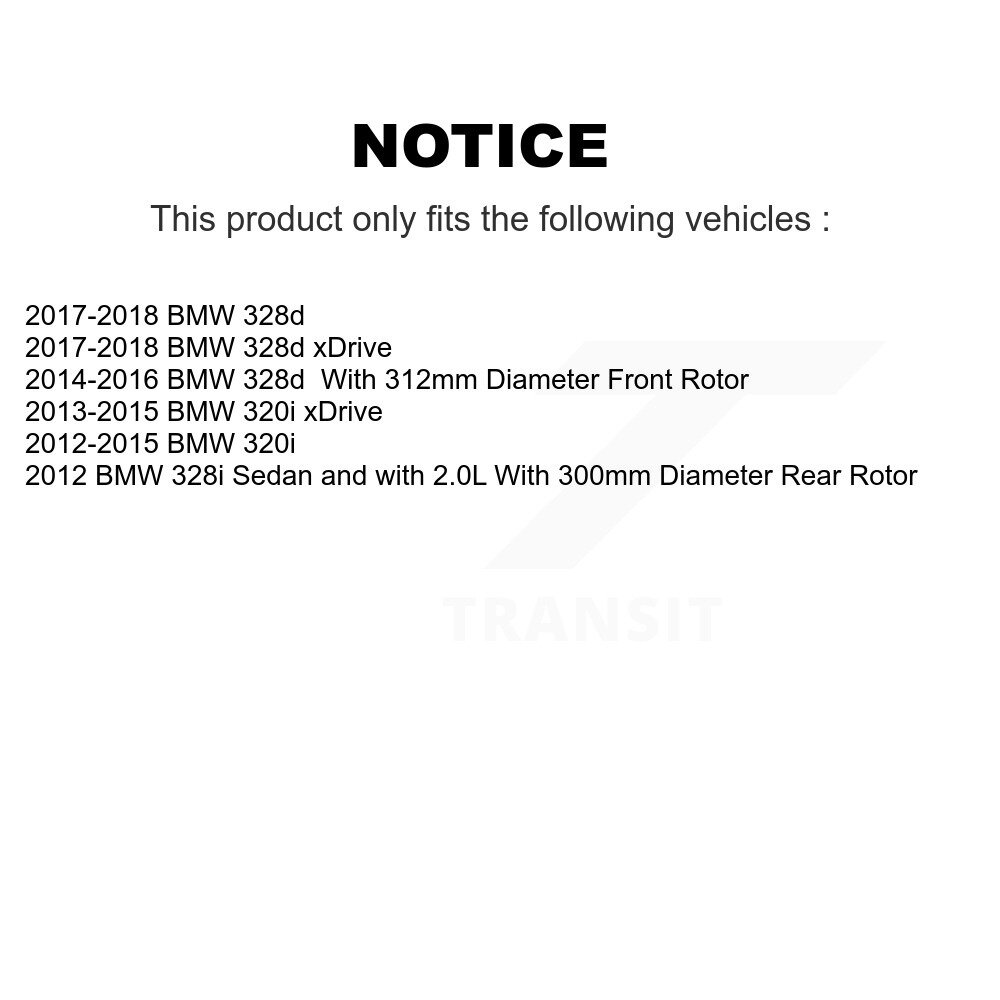 Front Rear Semi-Metallic Disc Brake Pads Kit For BMW 320i xDrive 328i 328d KNF-101799 - Image 2
