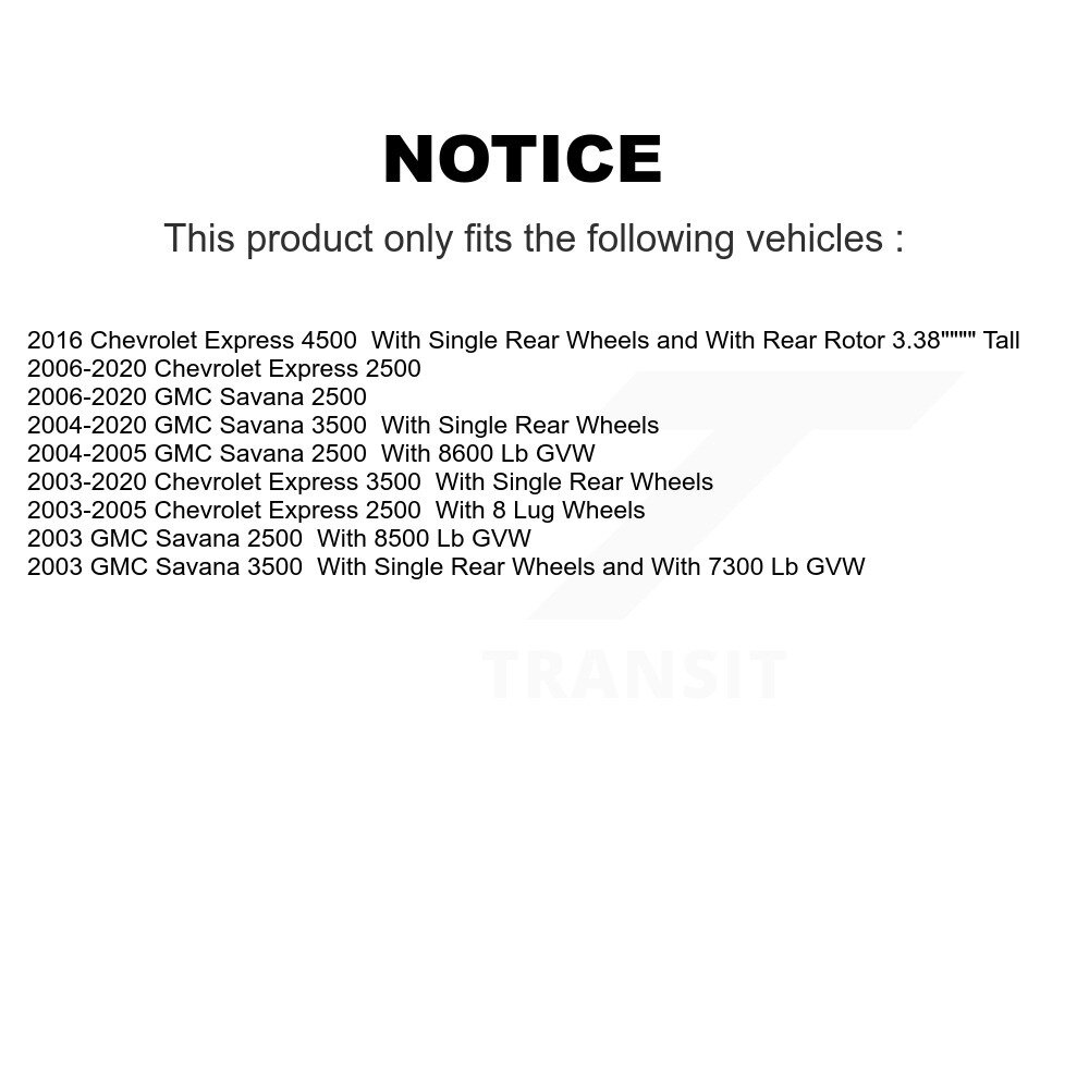 Front Ceramic Rear Semi-Metallic Disc Brake Pads Kit For GMC Chevrolet Savana 2500 3500 KNF-101843 - Image 2
