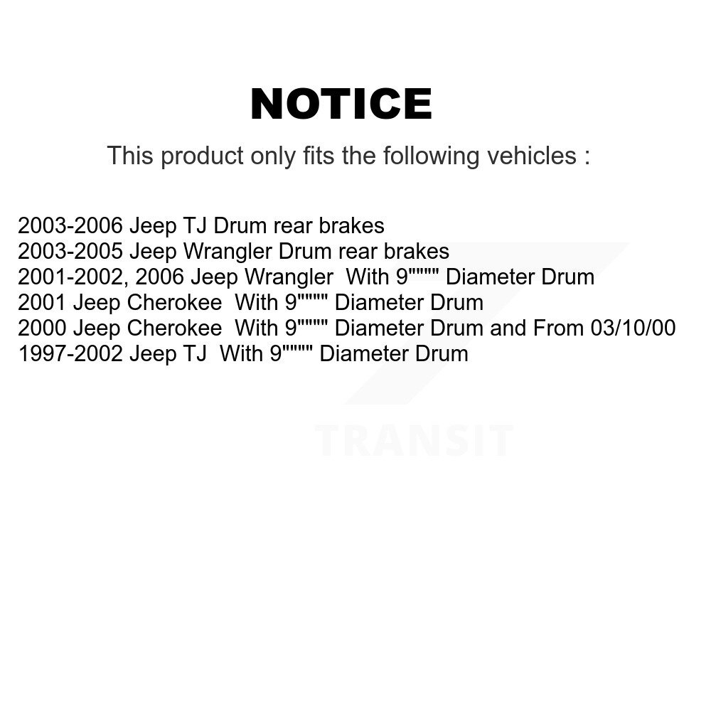 Rear Drum Brake Shoes With Hardware Kit For Jeep Wrangler Cherokee TJ KNH-100125 - Image 2