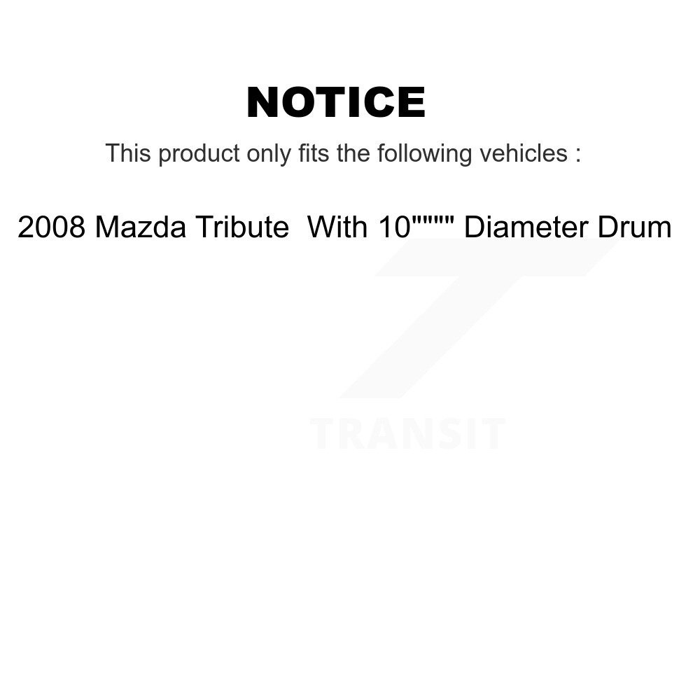 Rear Drum Brake Shoes With Hardware Kit For 2008 Mazda Tribute 10" Diameter KNH-100134 - Image 2