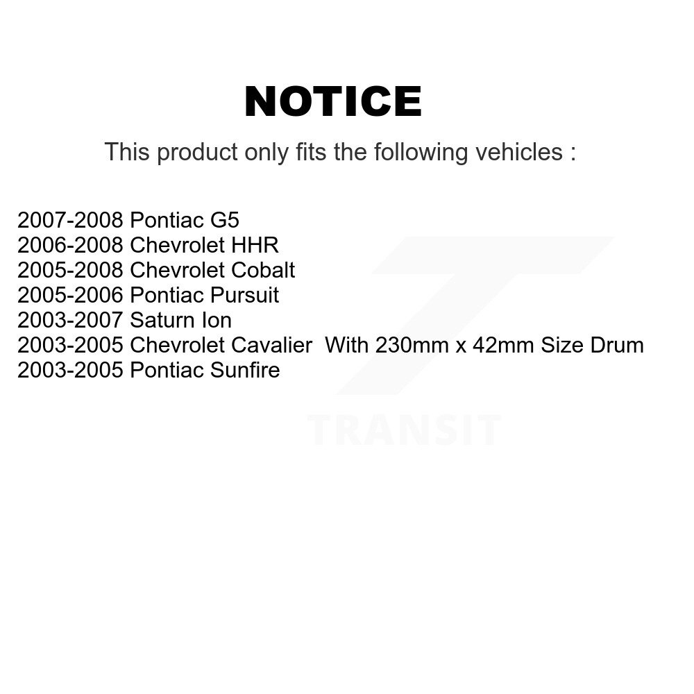 Rear Drum Brake Shoes Hardware Kit For Chevrolet Pontiac Cobalt Saturn Ion G5 Sunfire HHR KNH-100161 - Image 2