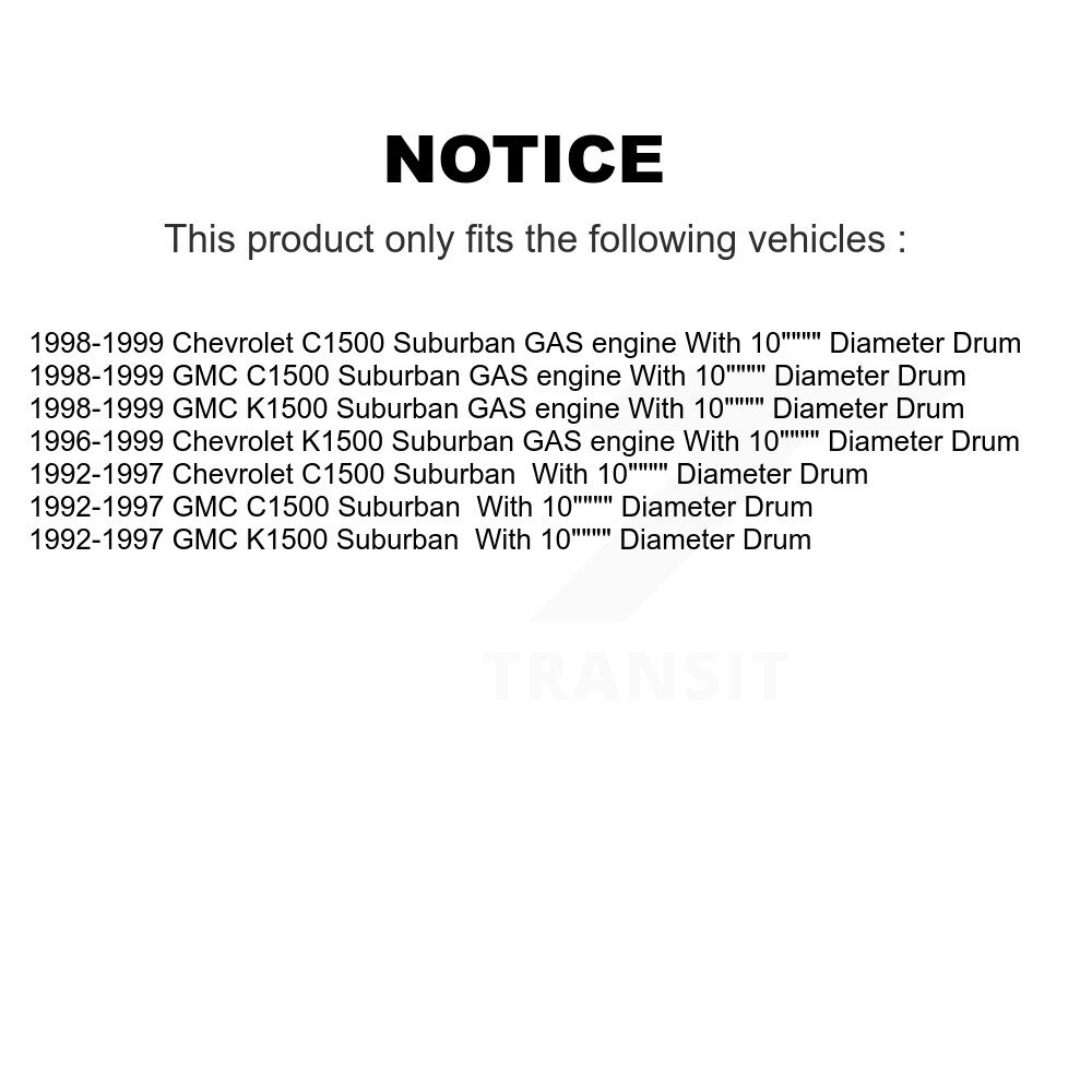 Rear Drum Brake Shoes With Hardware Kit For K1500 Suburban GMC Chevrolet C1500 KNH-100164 - Image 2
