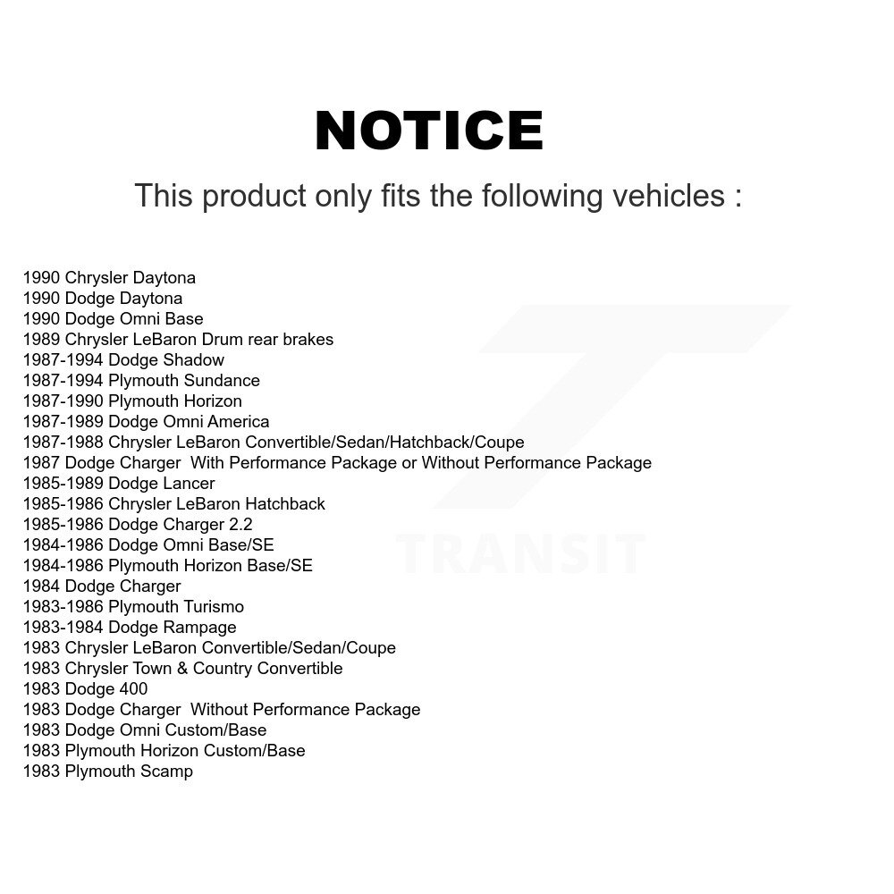Rear Drum Brake Shoe Hardware Kit For Dodge Chrysler LeBaron Shadow Plymouth Sundance 400 KNH-100173 - Image 2