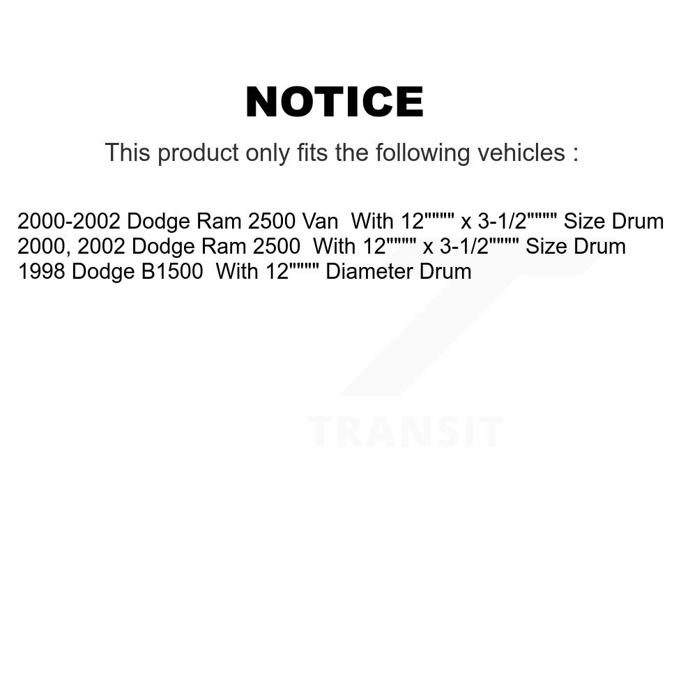 Rear Drum Brake Shoes With Hardware Kit For Dodge Ram 2500 Van B1500 KNH-100190 - Image 2