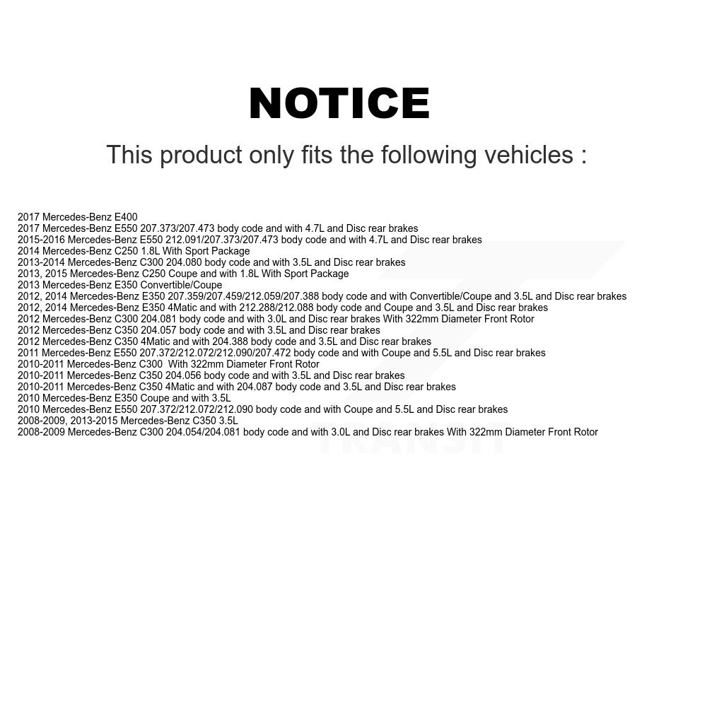 Front Rear Ceramic Brake Pad & Wear Sensor Kit For Mercedes-Benz C300 C350 E350 E550 E400 KNW-100316 - Image 2