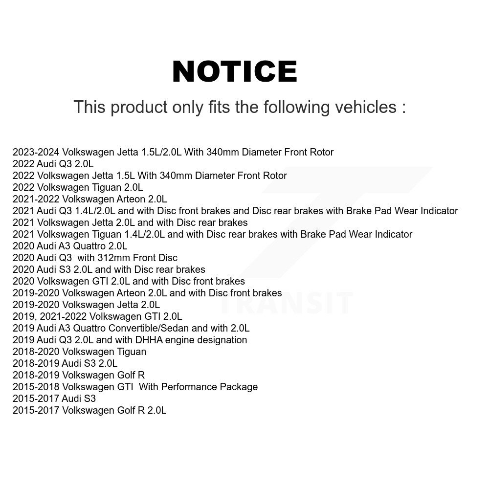 Front Ceramic Brake Pad & Extra Wear Sensor Kit For Volkswagen Tiguan Jetta Audi Q3 GTI R KNW-100650 - Image 2