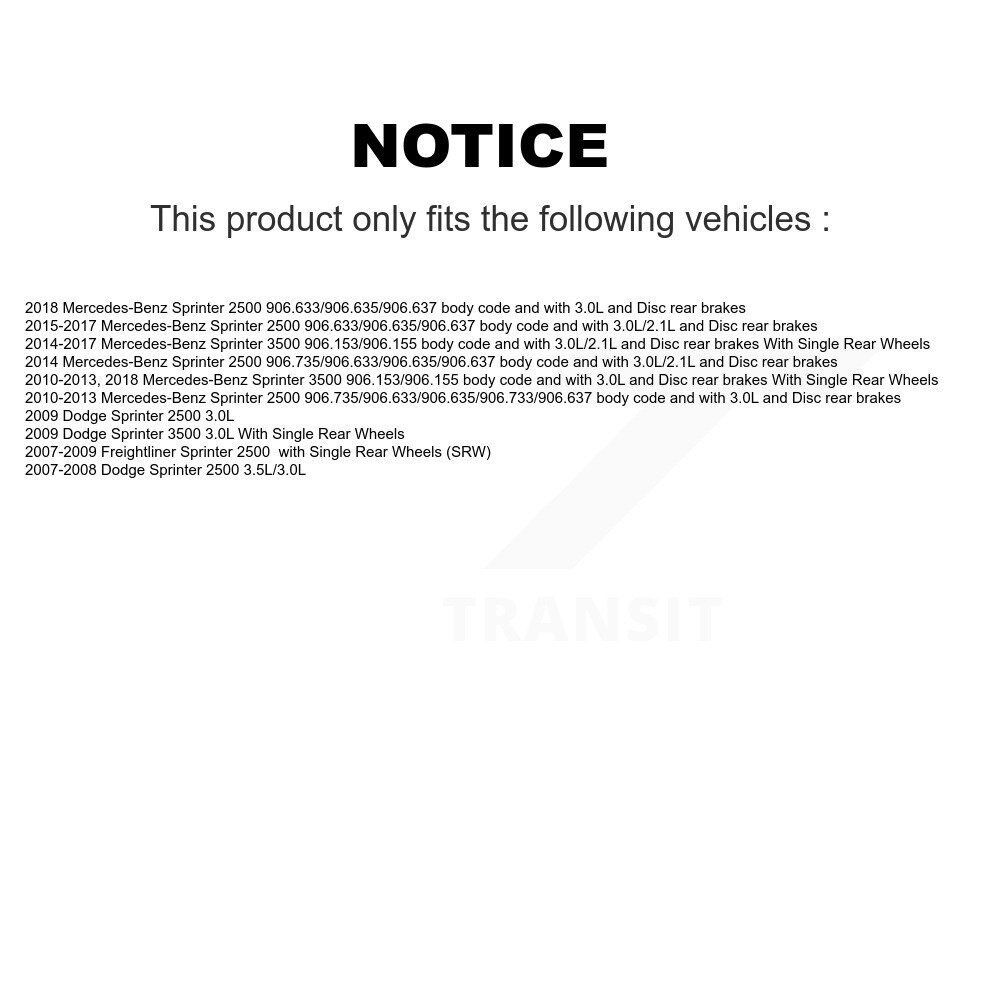 Rear Ceramic Brake Pad & Extra Wear Sensor Kit For Mercedes-Benz Sprinter 2500 3500 Dodge KNW-100903 - Image 2